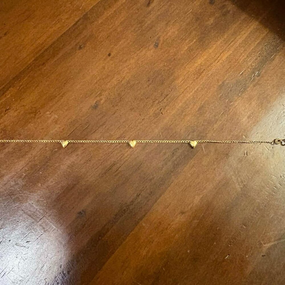 14K Yellow Gold Heart Bracelet or Anklet 8.875 inches